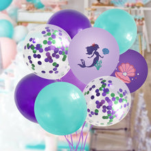 Load image into Gallery viewer, 22/15/9Pcs Mermaid Latex Balloon Confetti Air Helium Globos Mermaid Theme Blue Purple Birthday Party Decoration
