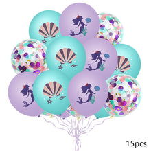 Load image into Gallery viewer, 22/15/9Pcs Mermaid Latex Balloon Confetti Air Helium Globos Mermaid Theme Blue Purple Birthday Party Decoration
