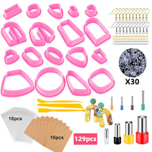 Load image into Gallery viewer, 129pcs Polymer Clay Cutters Kit Ceramic Craft Earrings Cutting Plastic Mold Baking Mould Handmade DIY Jewelry Making Tools Geometry Die Cake Cookie Cutter