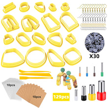 Load image into Gallery viewer, 129pcs Polymer Clay Cutters Kit Ceramic Craft Earrings Cutting Plastic Mold Baking Mould Handmade DIY Jewelry Making Tools Geometry Die Cake Cookie Cutter