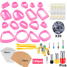 Load image into Gallery viewer, 129pcs Polymer Clay Cutters Kit Ceramic Craft Earrings Cutting Plastic Mold Baking Mould Handmade DIY Jewelry Making Tools Geometry Die Cake Cookie Cutter