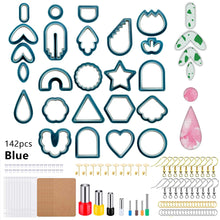 Load image into Gallery viewer, 142pcs Polymer Clay Cutters Kit Ceramic Craft Earrings Cutting Plastic Mold 24 Shapes Baking Mould Handmade DIY Jewelry Making Tools Geometry Die Cake Cookie Cutter