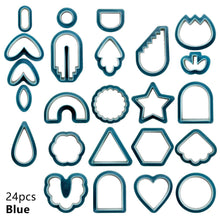Load image into Gallery viewer, 24pcs Polymer Clay Cutters Kit Ceramic Craft Earrings Cutting Plastic Mold 24 Shapes Baking Mould Handmade DIY Jewelry Making Tools Geometry Die Cake Cookie Cutter