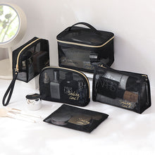 Load image into Gallery viewer, Large Capacity Black Mesh Cosmetic Bag Transparent Make Up Pouch Organizer Travel Storage Case Women Toiletry Organizer Portable