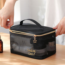 Load image into Gallery viewer, Large Capacity Black Mesh Cosmetic Bag Transparent Make Up Pouch Organizer Travel Storage Case Women Toiletry Organizer Portable