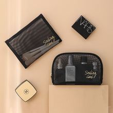 Load image into Gallery viewer, Large Capacity Black Mesh Cosmetic Bag Transparent Make Up Pouch Organizer Travel Storage Case Women Toiletry Organizer Portable