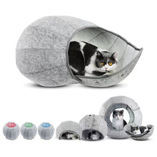 Load image into Gallery viewer, Ball Shape Foldable Cat Bed House Interactive Cat Tunnel Toy Dual Use Indoor Toys Cats House Shell Kitten Cave Cushion Cats Accessories