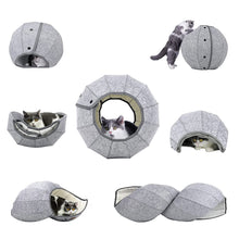 Load image into Gallery viewer, Ball Shape Foldable Cat Bed House Interactive Cat Tunnel Toy Dual Use Indoor Toys Cats House Shell Kitten Cave Cushion Cats Accessories