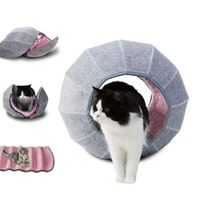 Load image into Gallery viewer, Ball Shape Foldable Cat Bed House Interactive Cat Tunnel Toy Dual Use Indoor Toys Cats House Shell Kitten Cave Cushion Cats Accessories