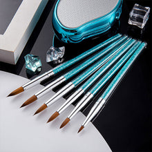 Load image into Gallery viewer, 6Pcs/set Nylon Hair Nail Brush Rhinestone Handle Crystal Carving Art Nail Acrylic Brush Pen Nail Gel Carving Building Drawing Tools