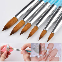 Load image into Gallery viewer, 6Pcs/set Nylon Hair Nail Brush Rhinestone Handle Crystal Carving Art Nail Acrylic Brush Pen Nail Gel Carving Building Drawing Tools