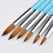 Load image into Gallery viewer, 6Pcs/set Nylon Hair Nail Brush Rhinestone Handle Crystal Carving Art Nail Acrylic Brush Pen Nail Gel Carving Building Drawing Tools