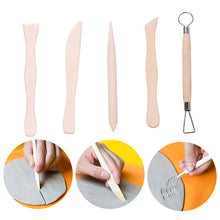 Load image into Gallery viewer, 5pcs Wooden Pottery Tools Artistic Clay Sculpting Sculpture Carving Shapers Cutters Clay Craft Polymer Clay Tools Set