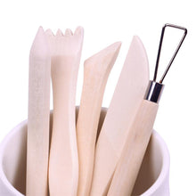 Load image into Gallery viewer, 5pcs Wooden Pottery Tools Artistic Clay Sculpting Sculpture Carving Shapers Cutters Clay Craft Polymer Clay Tools Set