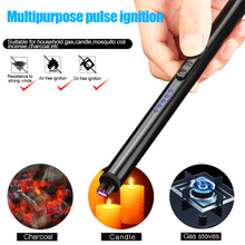 Load image into Gallery viewer, 1pcs Portable&Windproof USB Electronic Lighter Arc Rechargeable Kitchen Igniter Outdoor BBQ Camping Lighter