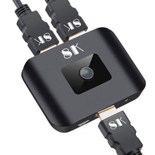 Load image into Gallery viewer, 8K HDMI 2.1 Switch 8k 60hz 4k 120hz Switch 8K HDMI 2 In 1 out splitter 2x1 HDMI Switcher With Romote Control For PS4 Xbox HDTV