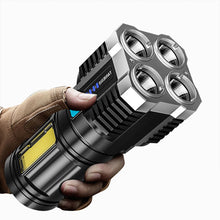 Load image into Gallery viewer, Multi-function Portable 4LED Super Bright Flashlight Mini Lamp USB Rechargeable Long-range Spotlight Display COB LED Flashlight
