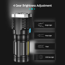 Load image into Gallery viewer, Multi-function Portable 4LED Super Bright Flashlight Mini Lamp USB Rechargeable Long-range Spotlight Display COB LED Flashlight