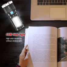 Load image into Gallery viewer, Multi-function Portable 4LED Super Bright Flashlight Mini Lamp USB Rechargeable Long-range Spotlight Display COB LED Flashlight