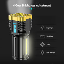 Load image into Gallery viewer, USB Rechargeable 6LED Flashlight LED Torch High Brightness Power Display Emergency Powerful Long Range Flashlight for Outdoor