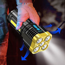 Load image into Gallery viewer, USB Rechargeable 6LED Flashlight LED Torch High Brightness Power Display Emergency Powerful Long Range Flashlight for Outdoor