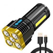 Load image into Gallery viewer, USB Rechargeable 6LED Flashlight LED Torch High Brightness Power Display Emergency Powerful Long Range Flashlight for Outdoor