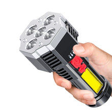 Load image into Gallery viewer, Multi-function 5-core Super Bright Flashlight Rechargeable Outdoor P1000 Led Long-range Spotlight Battery Display COB Light