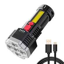 Load image into Gallery viewer, Multi-function 5-core Super Bright Flashlight Rechargeable Outdoor P1000 Led Long-range Spotlight Battery Display COB Light