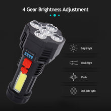 Load image into Gallery viewer, Portable 5LED COB Flashlight Cob Side Light Lightweight Outdoor Lighting USB Rechargeable Camping Torch Searchlight For Camping