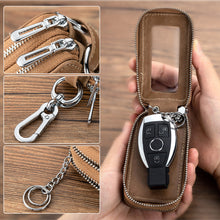 Load image into Gallery viewer, Multifunctional Double Zipper Genuine Leather Key Wallets Car Key Cover Key Case Key Bag Housekeeper Key Holders Cars Accessories