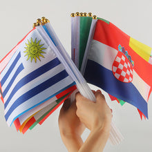 Load image into Gallery viewer, 10Pcs 14x21cm World Cup Hand Flag Small Qatar Flag with Plastic Flagpoles Federation National Flag