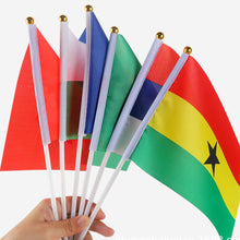 Load image into Gallery viewer, 10Pcs 14x21cm World Cup Hand Flag Small Qatar Flag with Plastic Flagpoles Federation National Flag