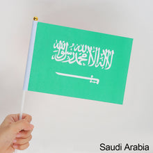 Load image into Gallery viewer, 10Pcs 14x21cm World Cup Hand Flag Small Qatar Flag with Plastic Flagpoles Federation National Flag