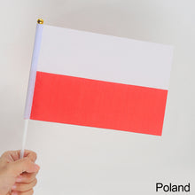 Load image into Gallery viewer, 10Pcs 14x21cm World Cup Hand Flag Small Qatar Flag with Plastic Flagpoles Federation National Flag
