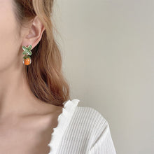 Load image into Gallery viewer, Creative Autumn Persimmon Leaf Orange Earrings Stud Fashion Cute Women Painting Oil Glazed Glass Earrings Jewelry Accessories