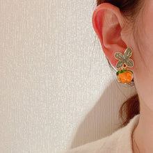 Load image into Gallery viewer, Creative Autumn Persimmon Leaf Orange Earrings Stud Fashion Cute Women Painting Oil Glazed Glass Earrings Jewelry Accessories