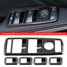 Load image into Gallery viewer, 5Pcs Carbon Fiber Car Window Lift Button Frame Stickers For Mercedes Benz A B C E GLE GLA CLA GLK Class W176 W204 W212 W166 W218