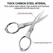 Load image into Gallery viewer, Portable Folding Scissors Safe Keychain Trip Scissors Cutter Safety Portable Travel Trip Scissors Used For Home Office Fishing