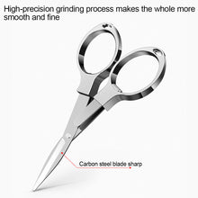 Load image into Gallery viewer, Portable Folding Scissors Safe Keychain Trip Scissors Cutter Safety Portable Travel Trip Scissors Used For Home Office Fishing