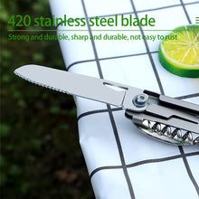 Load image into Gallery viewer, Multi-function Portable Folding Camping Cutlery Tableware Knife Fork Spoon Bottle Opener Outdoor Cutlery Camping Equipment