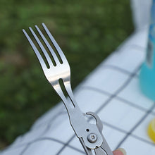 Load image into Gallery viewer, Multi-function Portable Folding Camping Cutlery Tableware Knife Fork Spoon Bottle Opener Outdoor Cutlery Camping Equipment