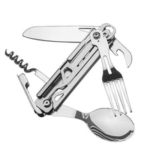 Load image into Gallery viewer, Multi-function Portable Folding Camping Cutlery Tableware Knife Fork Spoon Bottle Opener Outdoor Cutlery Camping Equipment