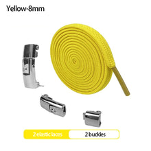 Load image into Gallery viewer, 6MM/8MM No Tie Shoe laces Press Lock Shoelaces Without Ties Elastic Laces Sneaker Kids Adult Widened Flat Shoelace For Shoes