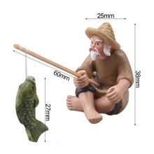 Load image into Gallery viewer, Aquarium Old Fisherman Ornaments Fish Tank Resin Decoration Accessories Garden Decor Fingurine Desk Ornaments