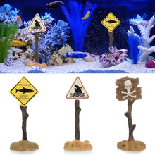 Load image into Gallery viewer, Resin Shark Warning Sign Ornament Aquarium Decoration Artificial Landscaping Mark for Fish Tank Accessories