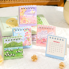 Load image into Gallery viewer, 2023 Mini Landscape Painting Flower Calendar Daily Organizer Desktop Schedule Monthly Planner Yearly Agenda for Home Decor Office Table School Supplies Decoration Stationery