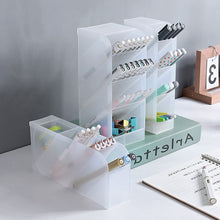 Load image into Gallery viewer, Transparent Oblique Insert Pen Holder Student Desk Pen Bucket Makeup Pencil Storage Box Desktop Stationery Organizer Storage Bin