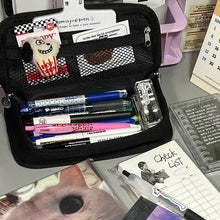 Load image into Gallery viewer, Large Capacity Pencil Case Simple Checkerboard Lattice Pencil Bag Stationery Student Canvas Estuche Multifuncional Lapices