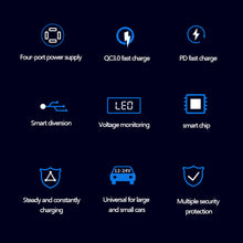 Load image into Gallery viewer, 4 Ports USB Car Charger Fast Charging PD Quick Charge 3.0 USB C Car Phone Charger Adapter For iPhone 13 12 Xiaomi Samsung