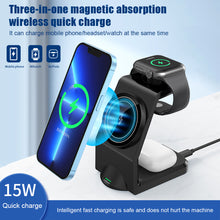 Load image into Gallery viewer, Wireless Charging Three-in-one Fast Charging 15w Suitable For Watch Headphones Apple Mobile Phone Digital Magnetic Wireless Charger